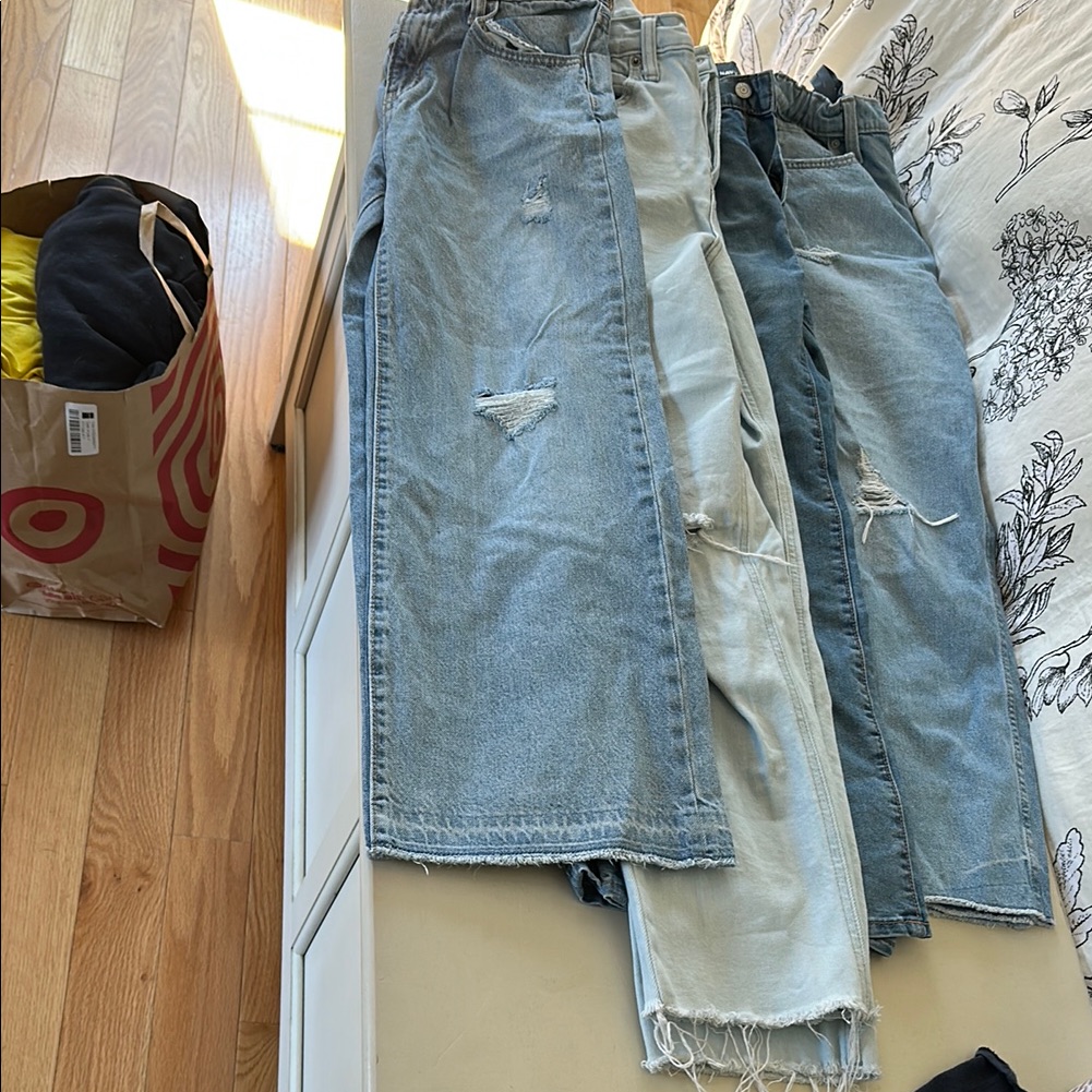 Girls Distressed Blue Jeans